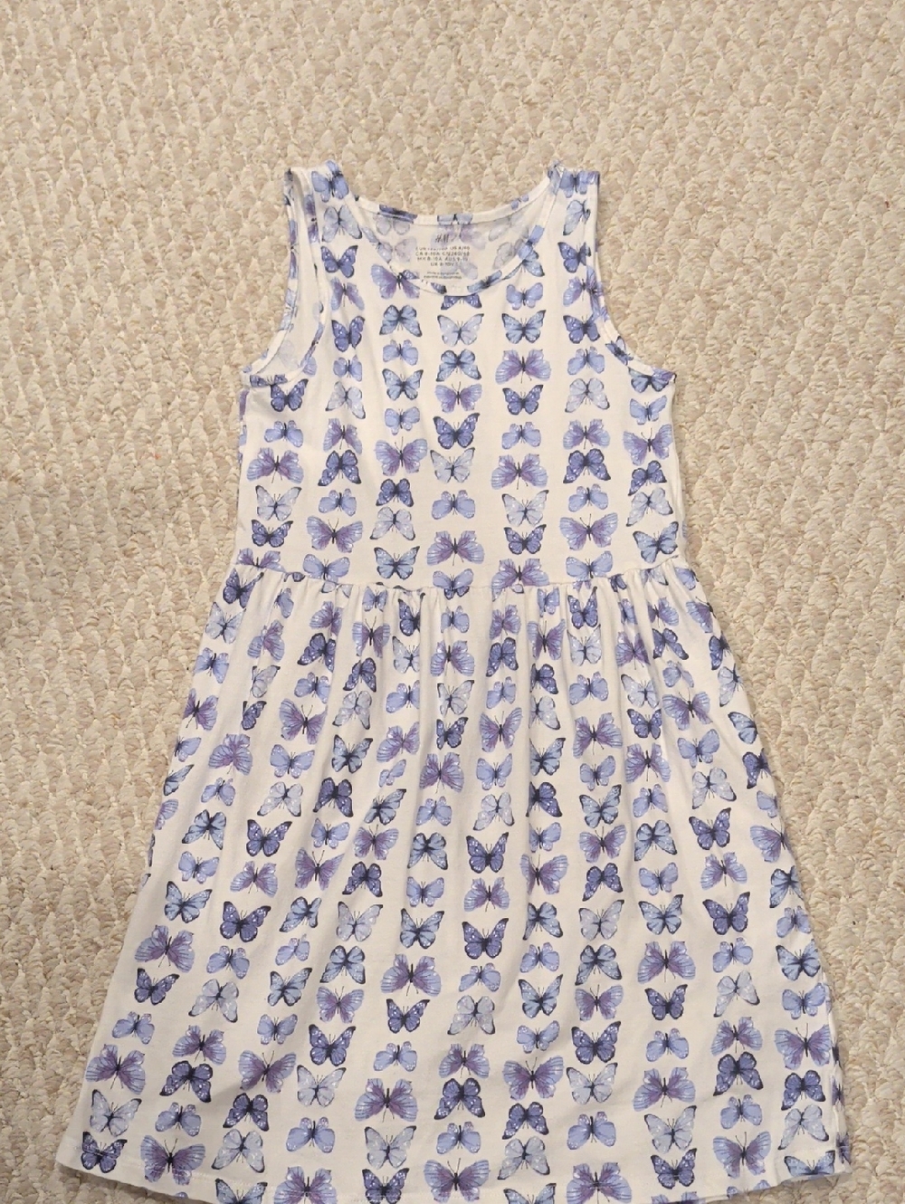 H&M White Dress with Blue Butterfly Print